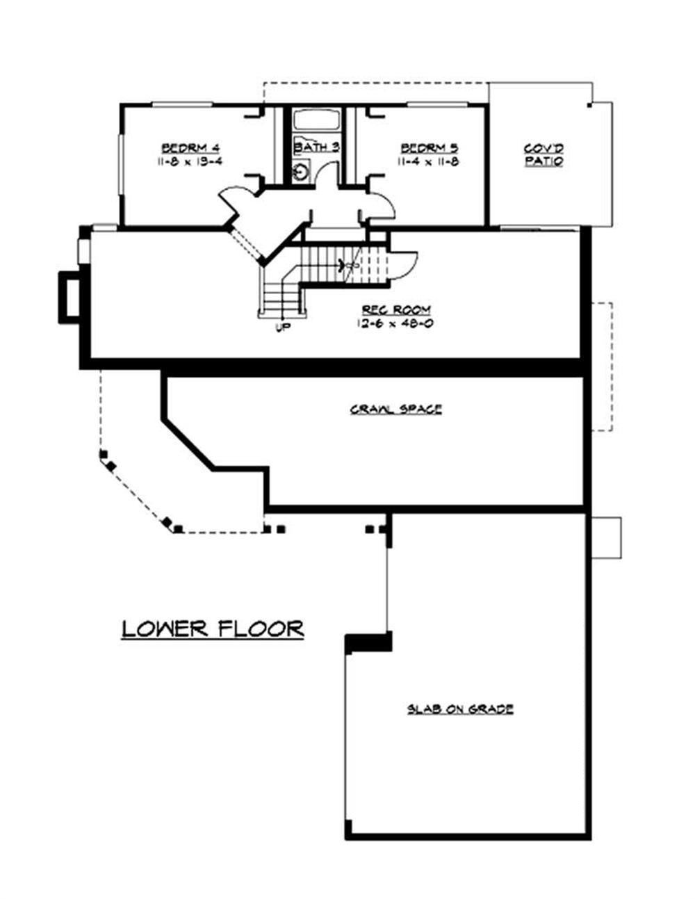 Floor Plan Basement of Craftsman Plan #115-1042
